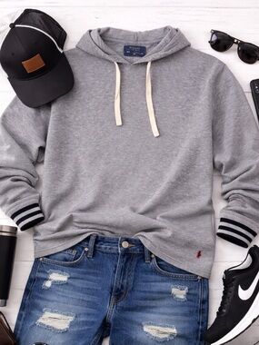 Polo Ralph Lauren Men’s Medium Gray Waffle Knit Hoodie Preppy Classic